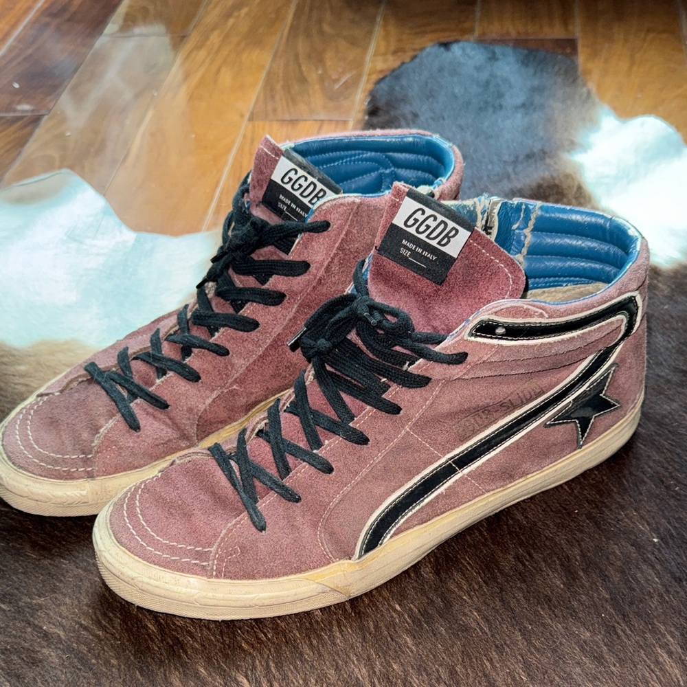 Golden Goose Men's High-Top Sneakers - Burgundy and Black